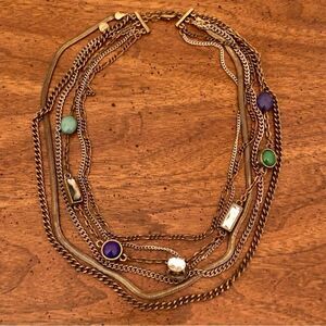 LOFT | Brass Tone Layer Necklace | 19” Adjustable